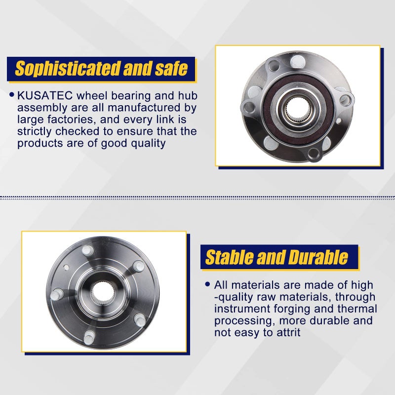 KUSATEC 512460 Front/Rear Wheel Bearing and Hub Assembly Fit for Ford Explorer 2011-2018  Ford Police Interceptor Utility 2013-2018 - Image 4